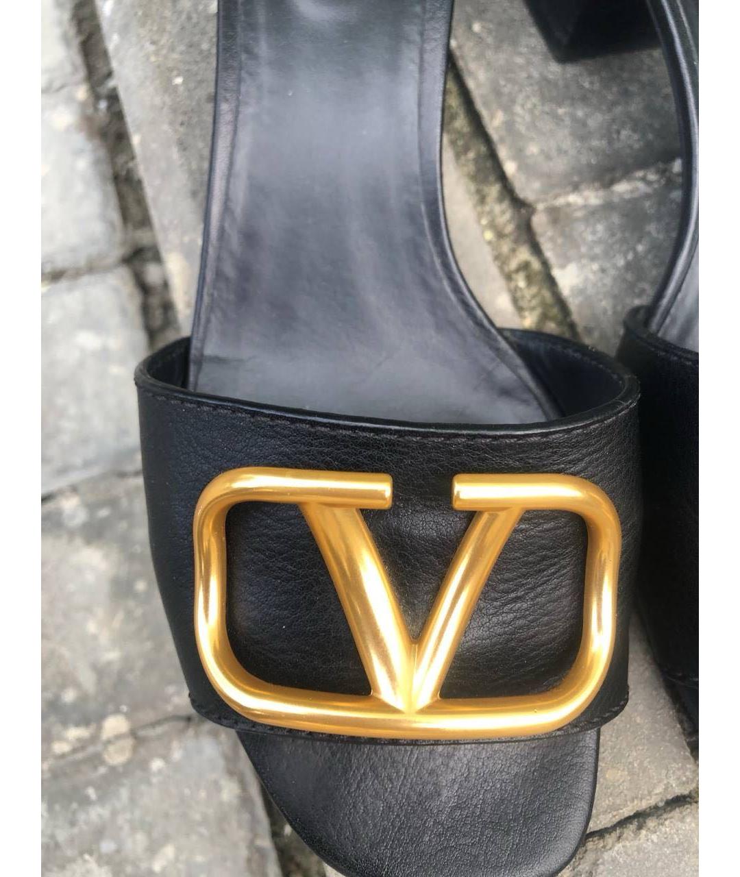 VALENTINO Черные кожаные мюли, фото 3