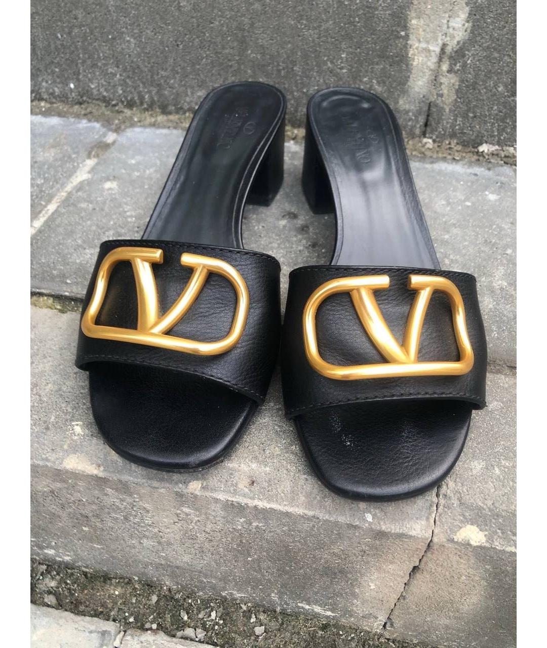 VALENTINO Черные кожаные мюли, фото 2