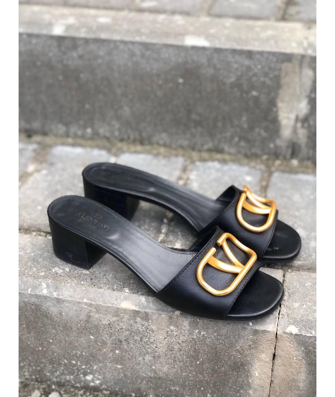 VALENTINO Черные кожаные мюли, фото 9