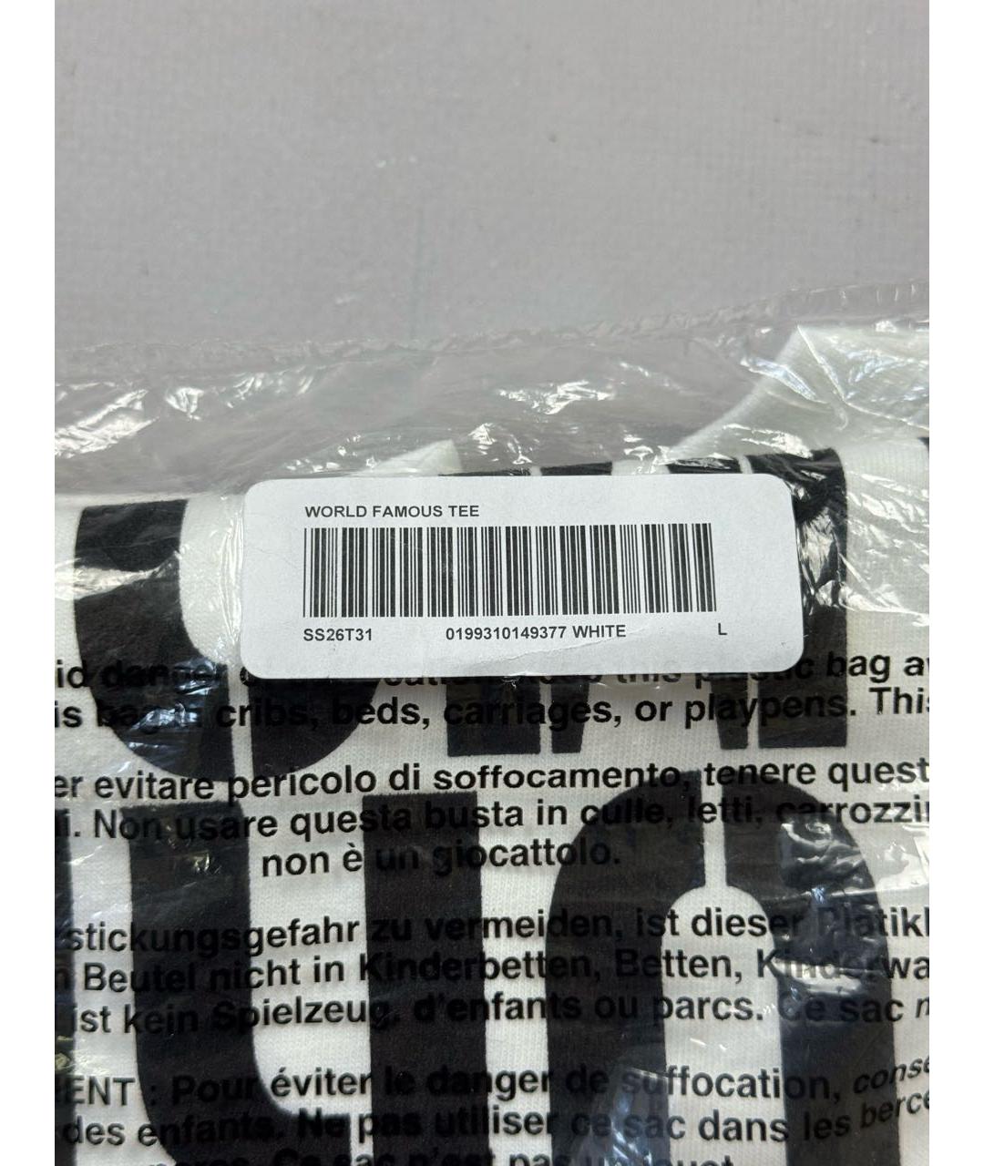 SUPREME Белая хлопковая футболка, фото 5