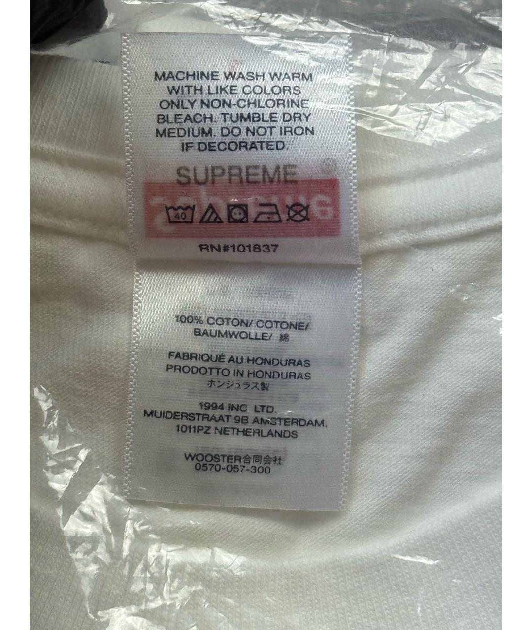 SUPREME Белая хлопковая футболка, фото 7