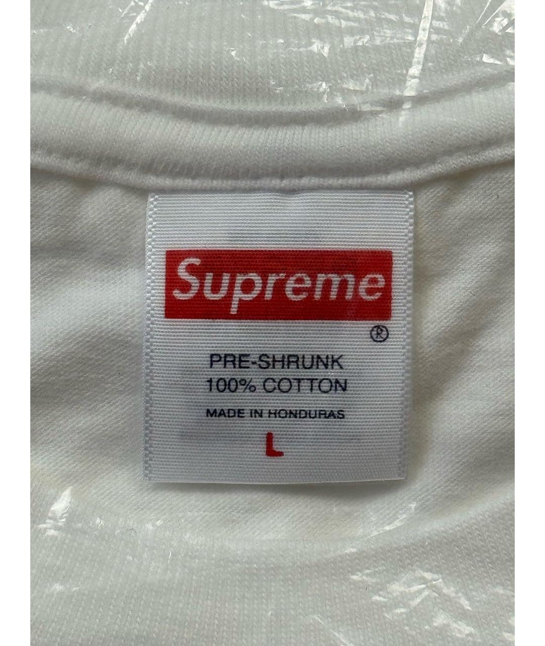 SUPREME Белая хлопковая футболка, фото 6