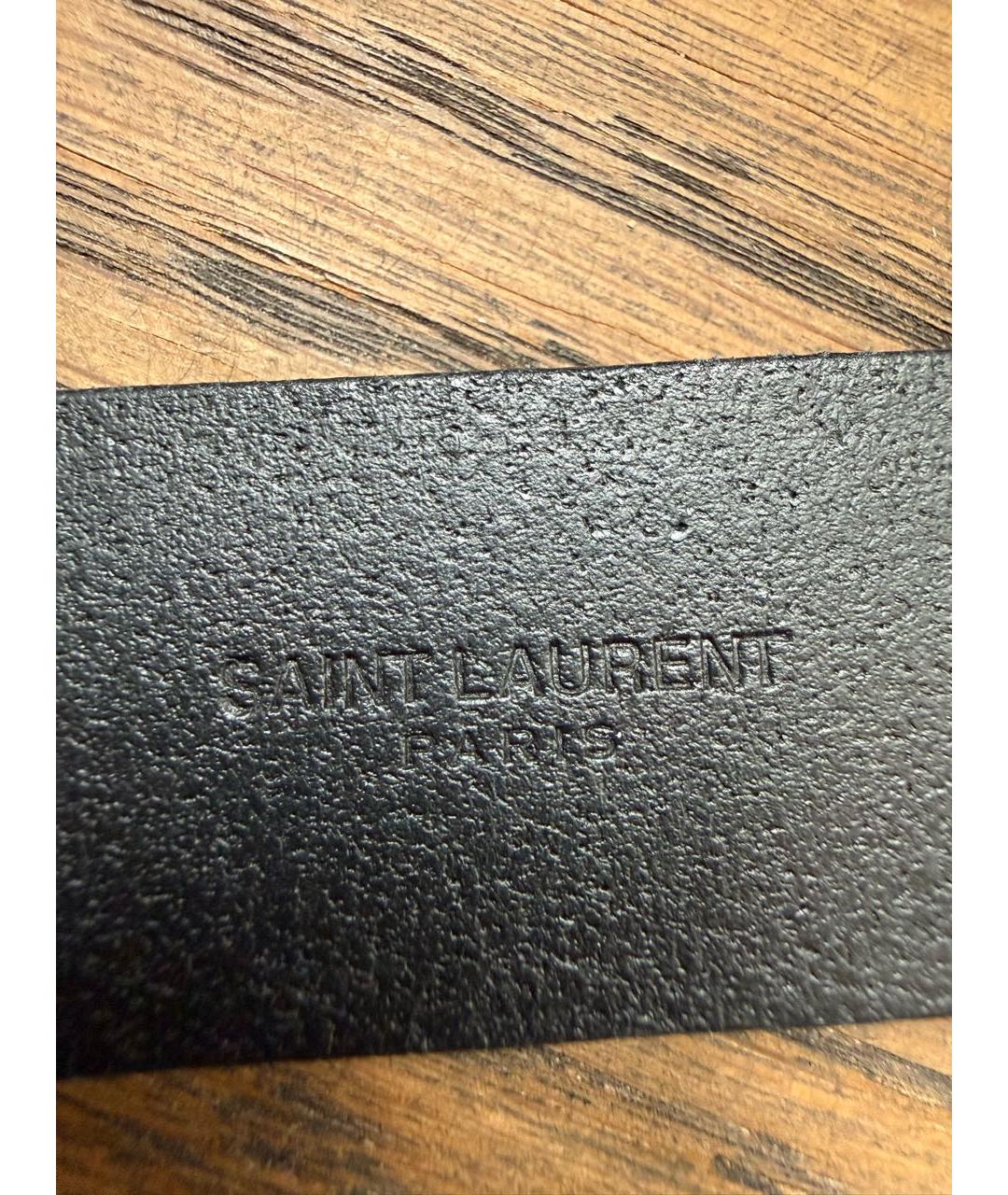 SAINT LAURENT Черный кожаный ремень, фото 3