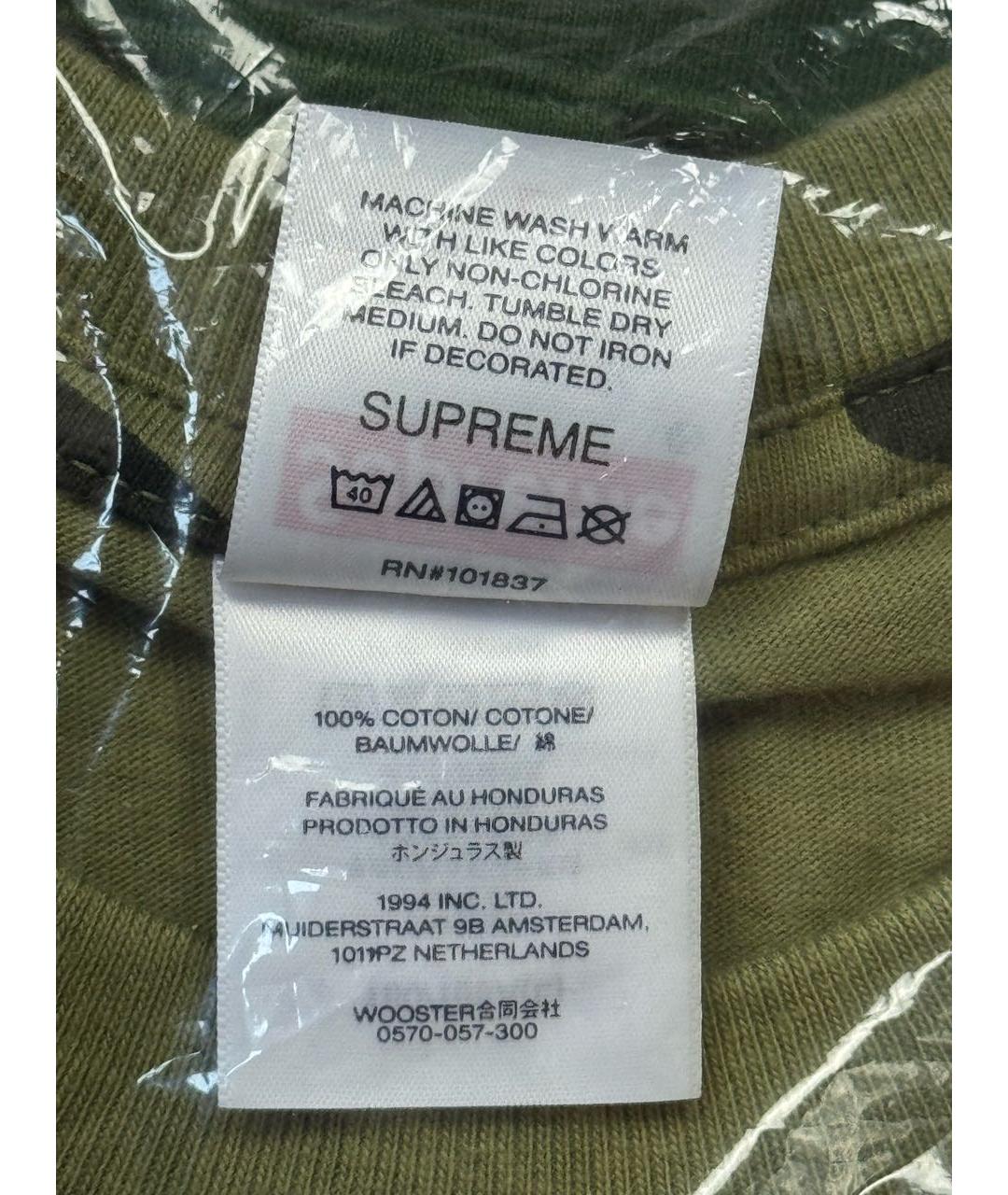 SUPREME Хаки хлопковая футболка, фото 7