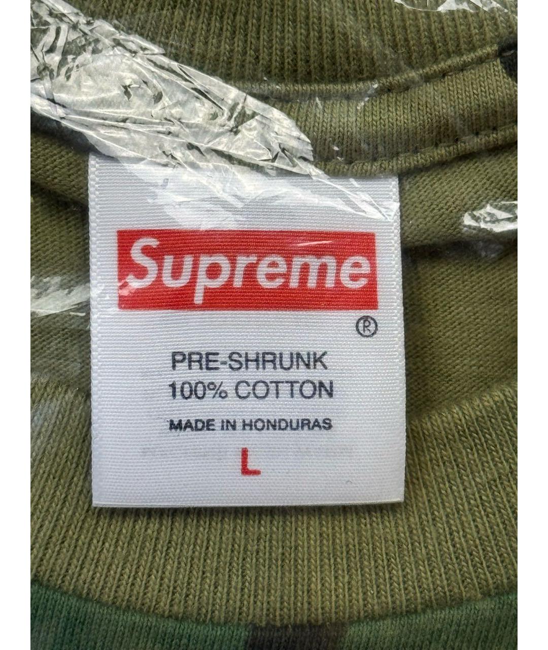 SUPREME Хаки хлопковая футболка, фото 6