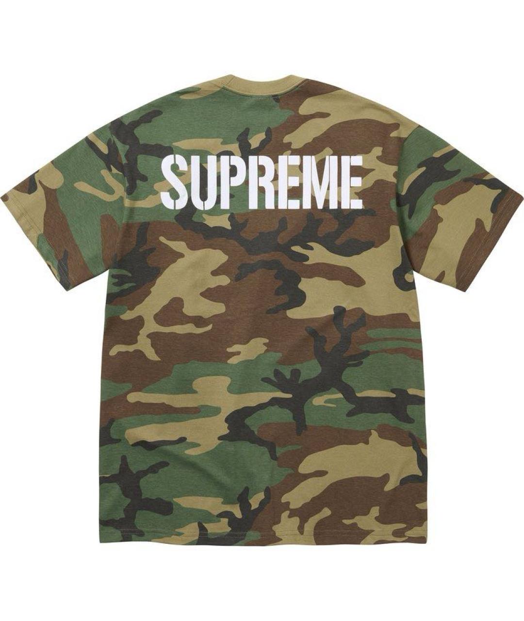 SUPREME Хаки хлопковая футболка, фото 2