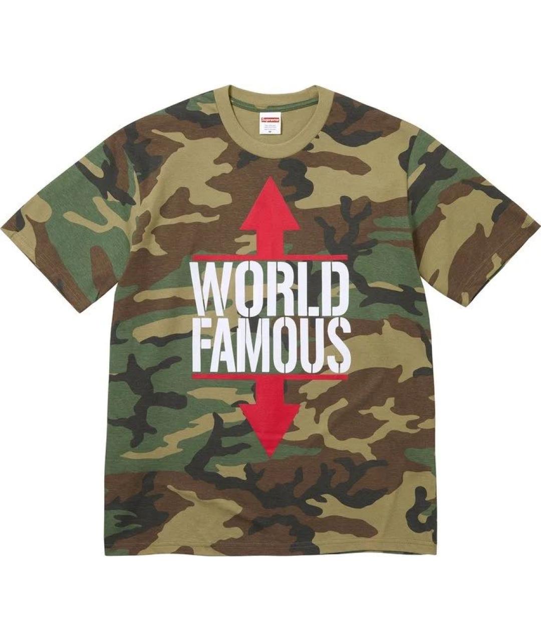 SUPREME Хаки хлопковая футболка, фото 1