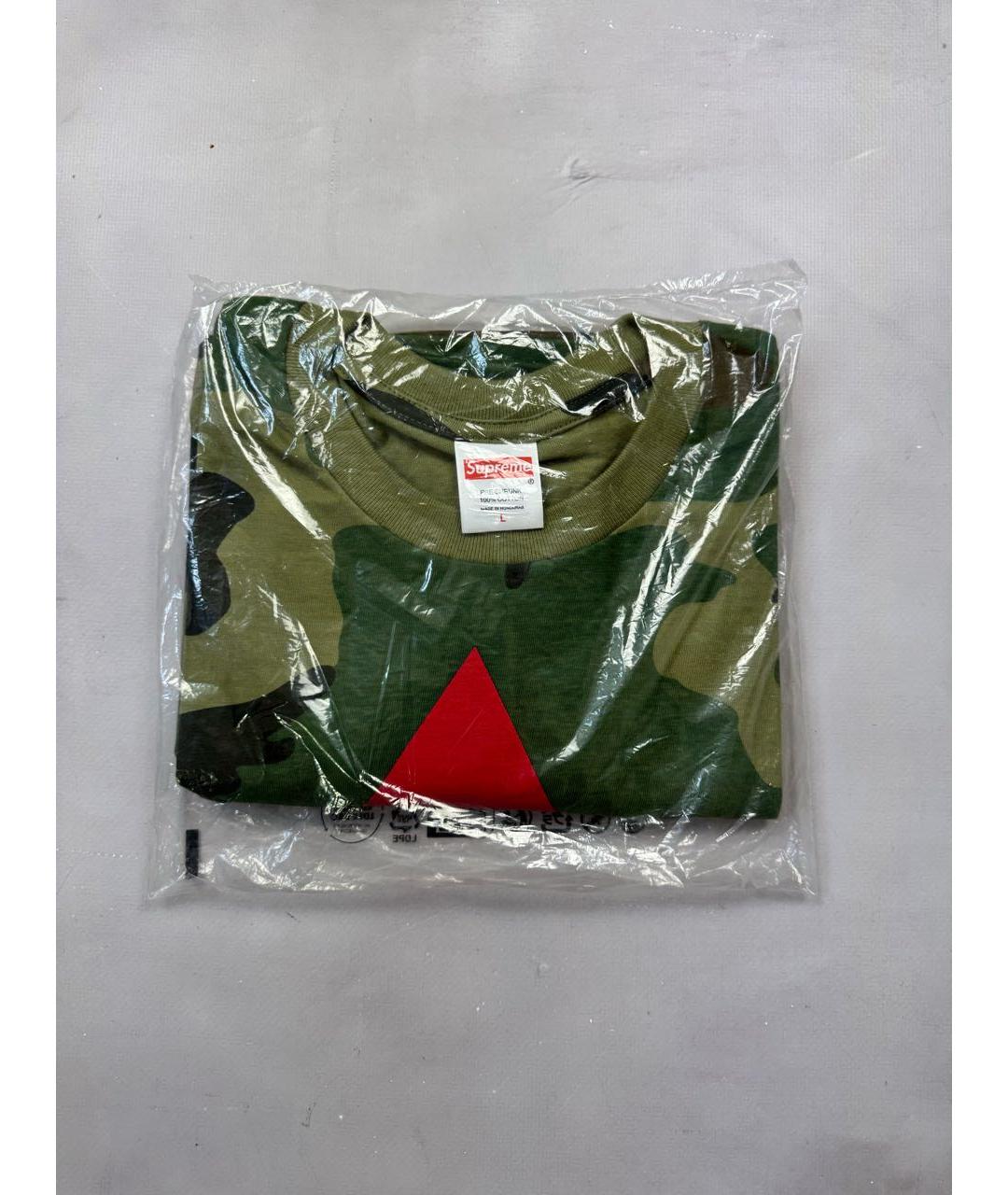 SUPREME Хаки хлопковая футболка, фото 3