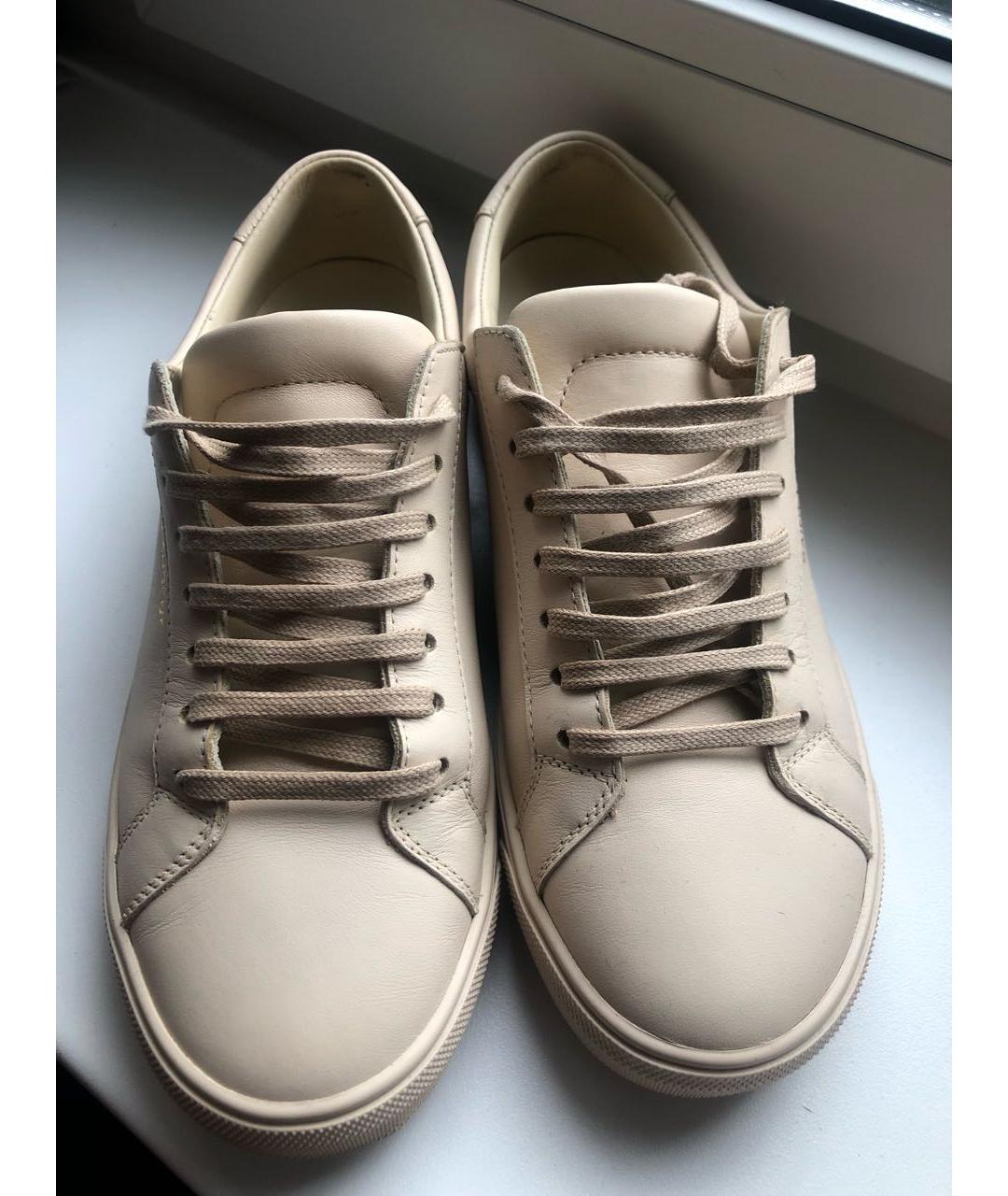 SAINT LAURENT Бежевые кожаные кеды, фото 2