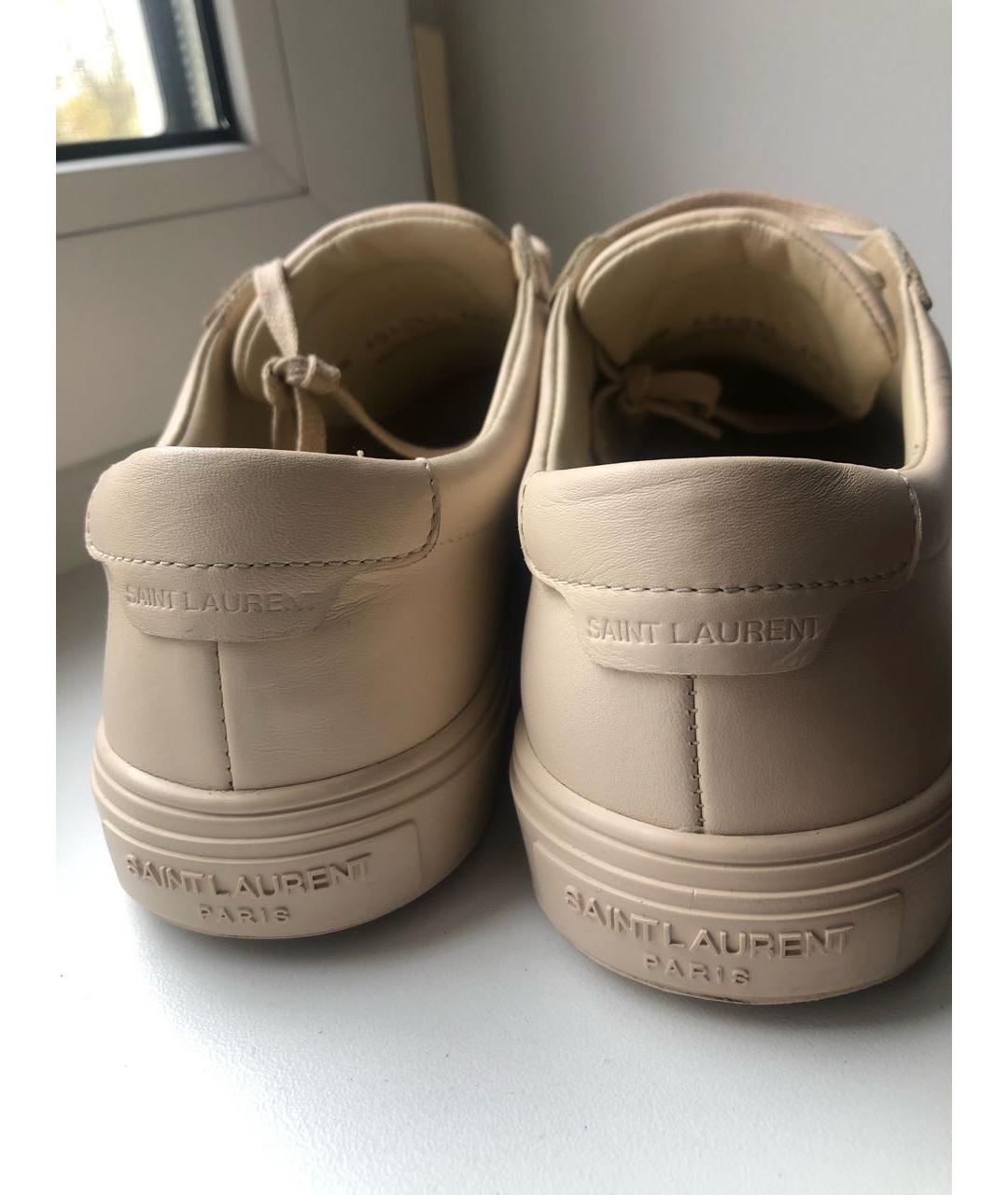 SAINT LAURENT Бежевые кожаные кеды, фото 4