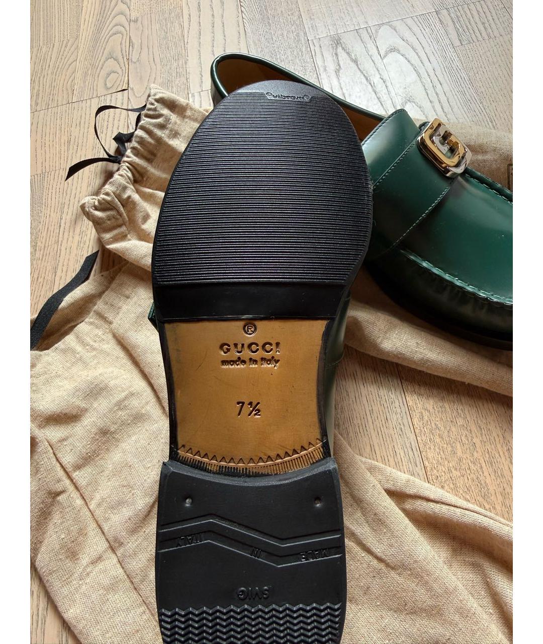 GUCCI Зеленые лоферы из лакированной кожи, фото 5