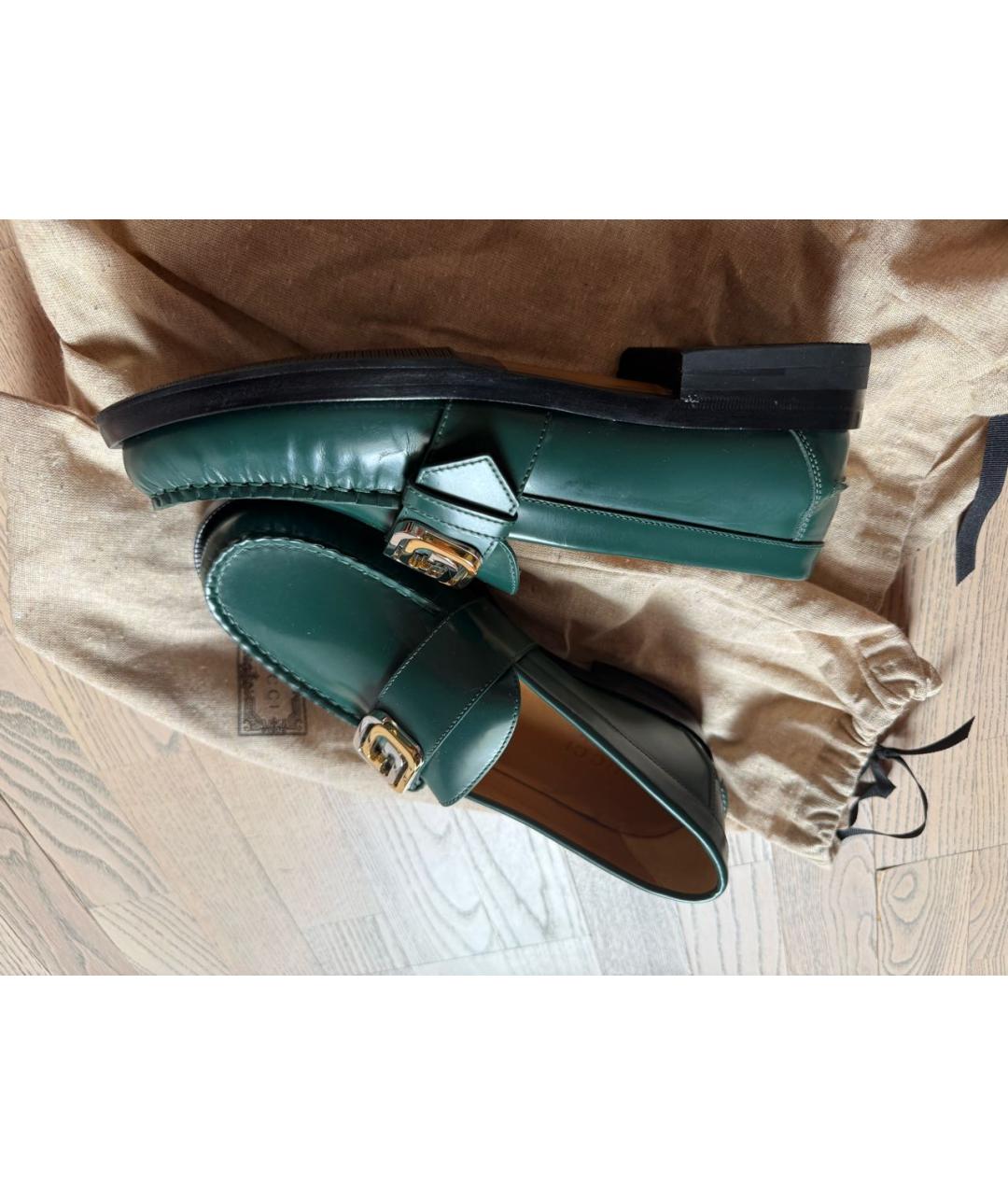 GUCCI Зеленые лоферы из лакированной кожи, фото 2