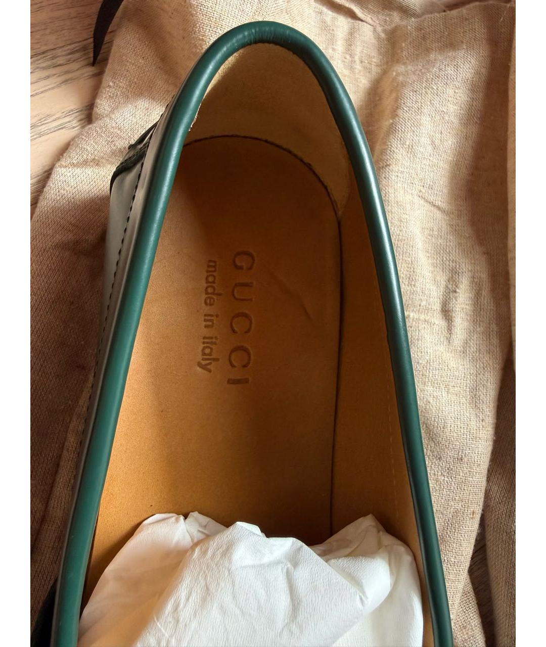 GUCCI Зеленые лоферы из лакированной кожи, фото 3