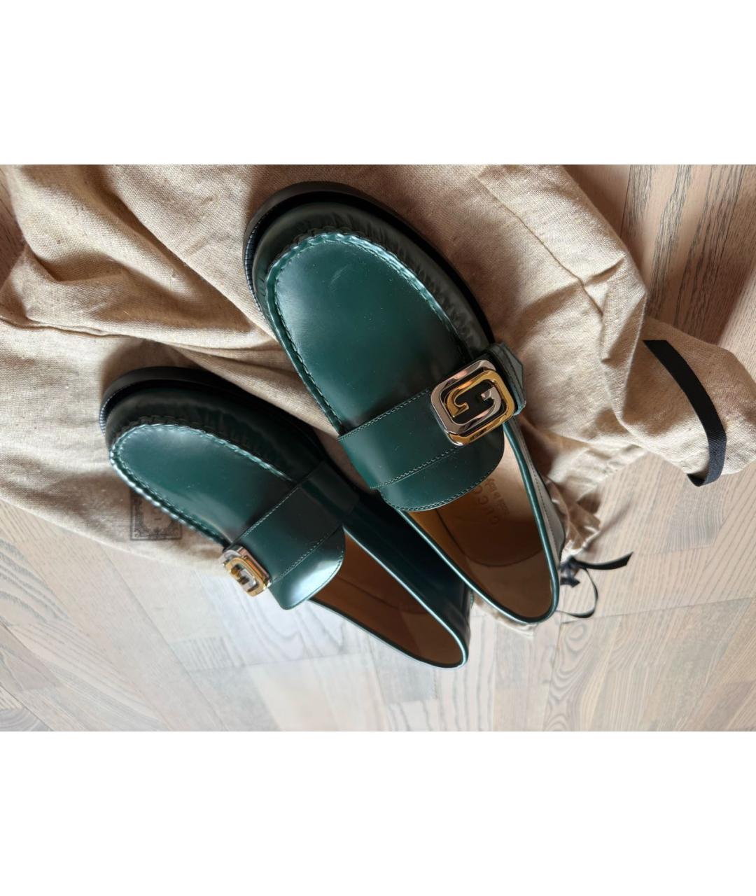 GUCCI Зеленые лоферы из лакированной кожи, фото 6