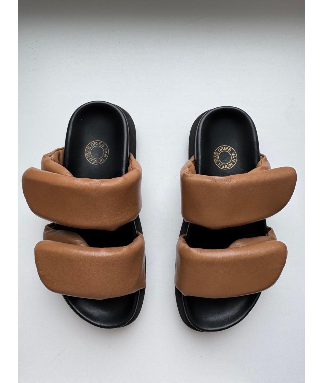 DRIES VAN NOTEN Бежевые кожаные босоножки, фото 2