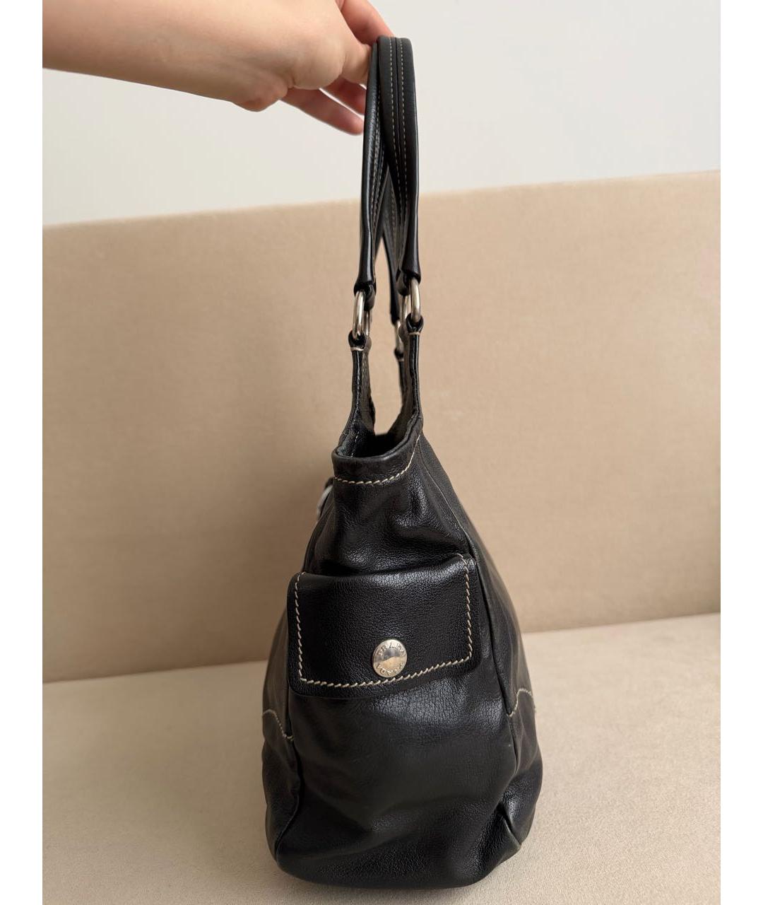 PRADA Черная кожаная сумка тоут, фото 5