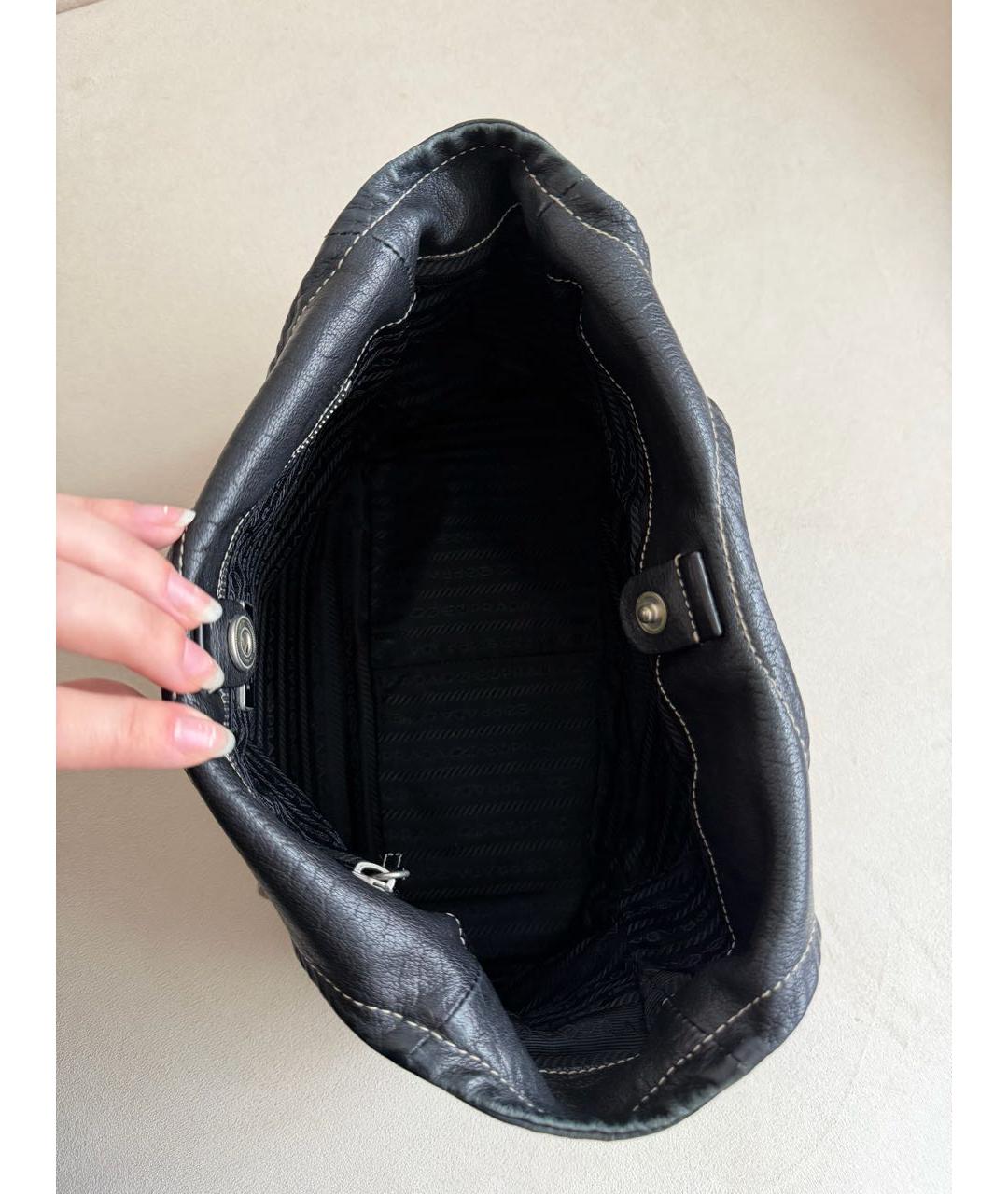 PRADA Черная кожаная сумка тоут, фото 4