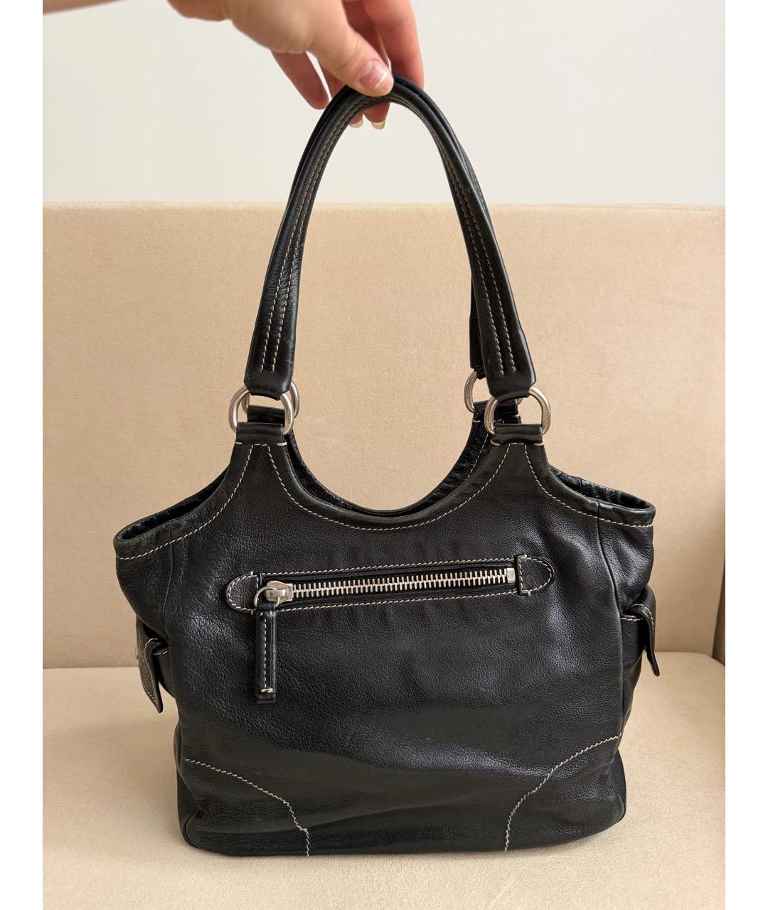 PRADA Черная кожаная сумка тоут, фото 3