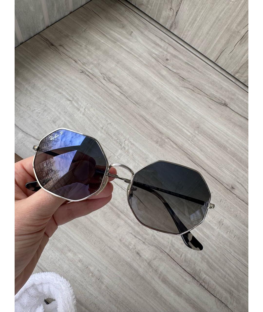 RAY BAN Голубые металлические солнцезащитные очки, фото 4