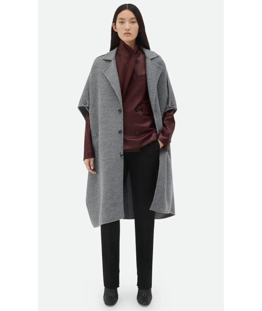 BOTTEGA VENETA Серое шерстяное пальто, фото 3