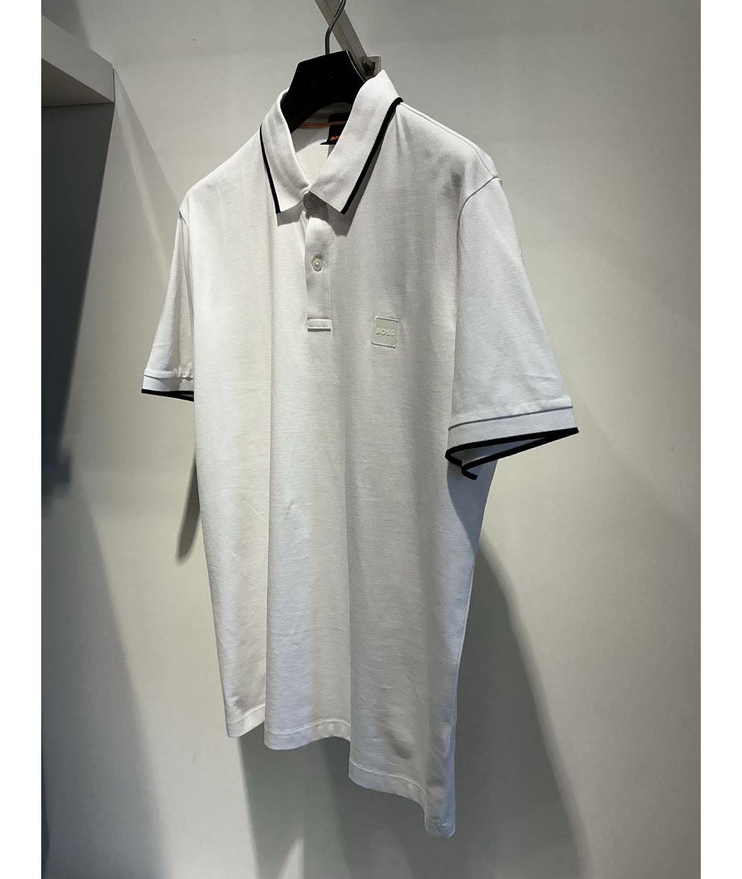 HUGO BOSS Белое хлопковое поло с коротким рукавом, фото 3