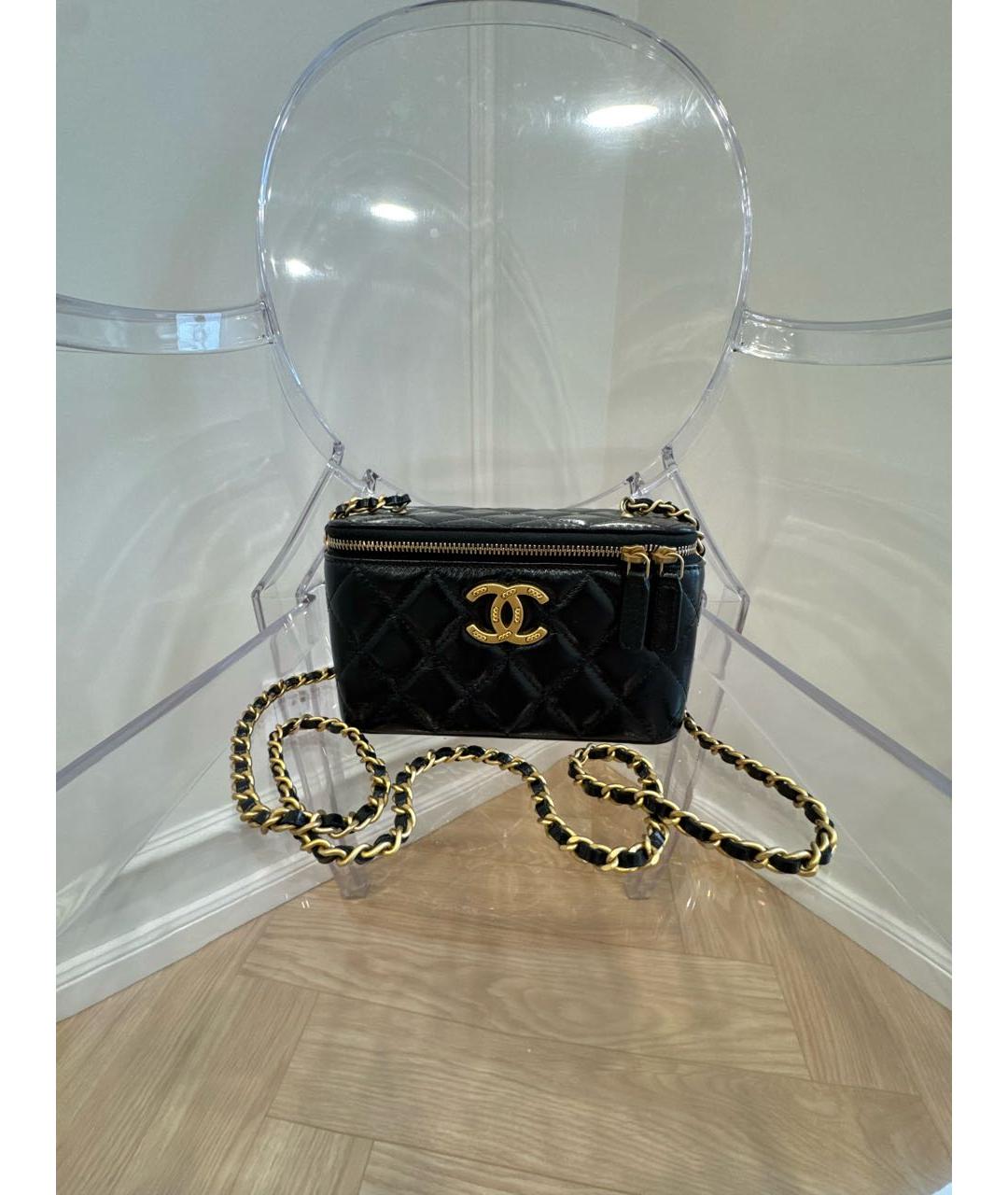 CHANEL Черная кожаная сумка через плечо, фото 7