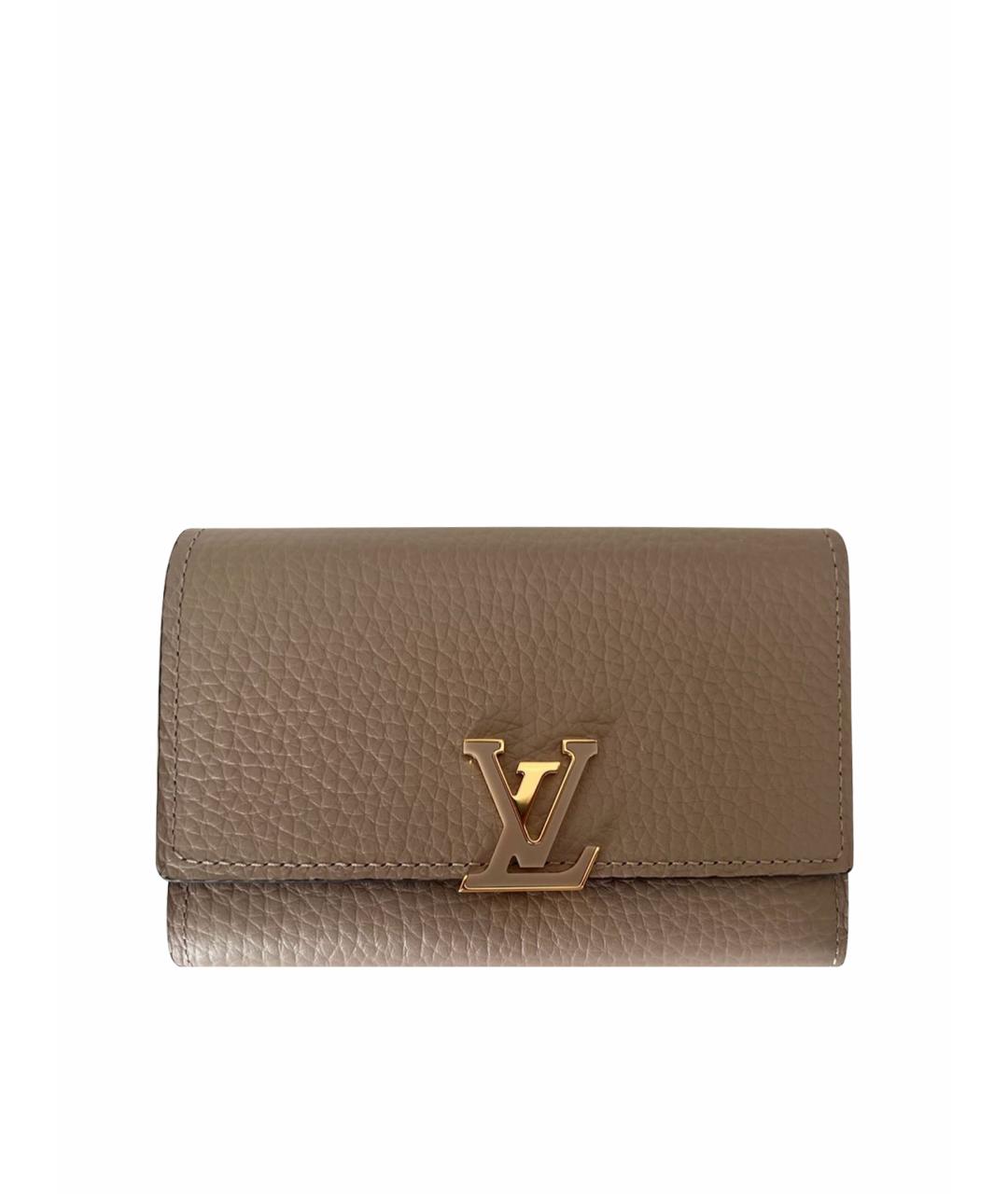 LOUIS VUITTON Бежевый кожаный кошелек, фото 1