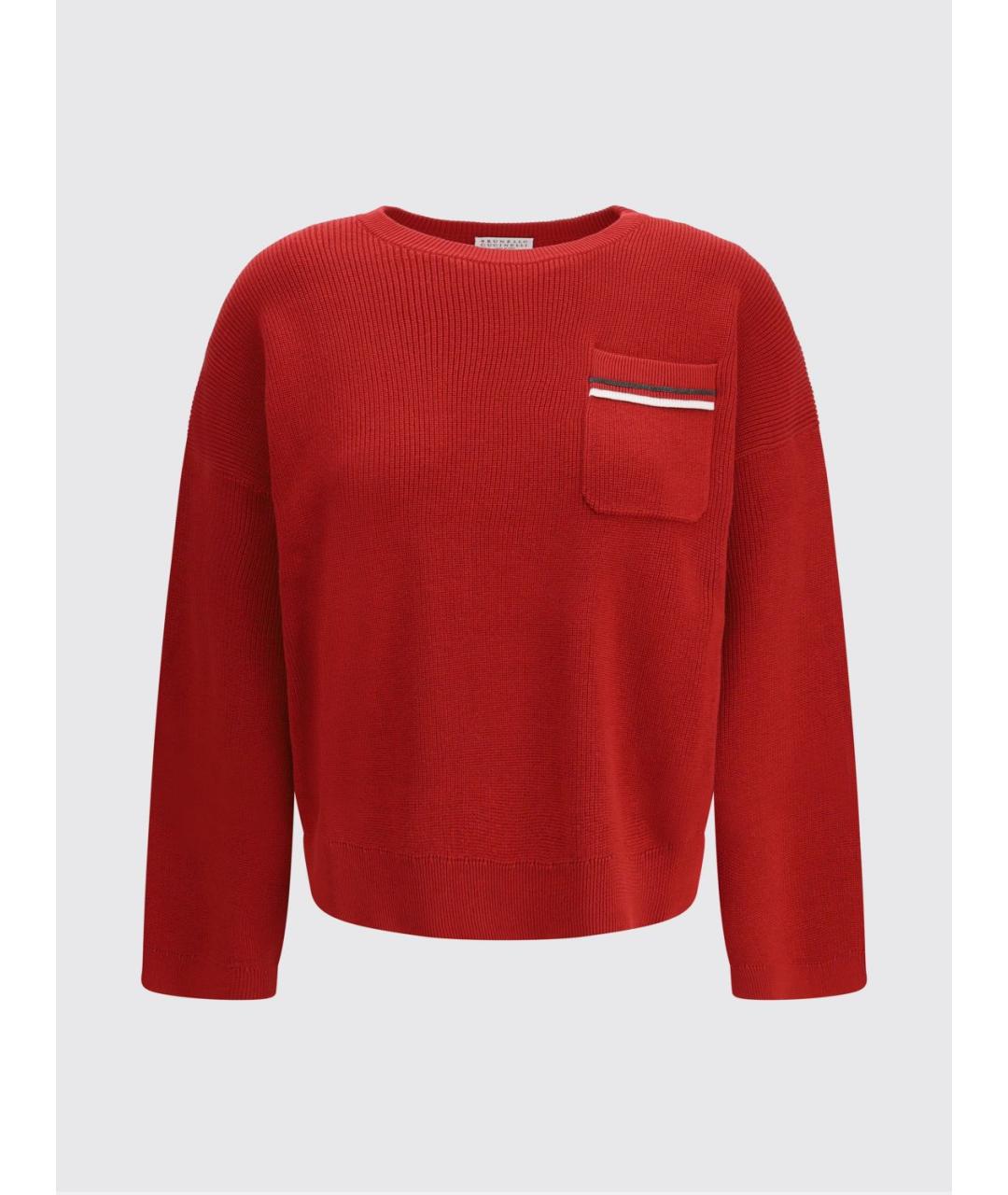 BRUNELLO CUCINELLI Красный хлопковый джемпер / свитер, фото 2