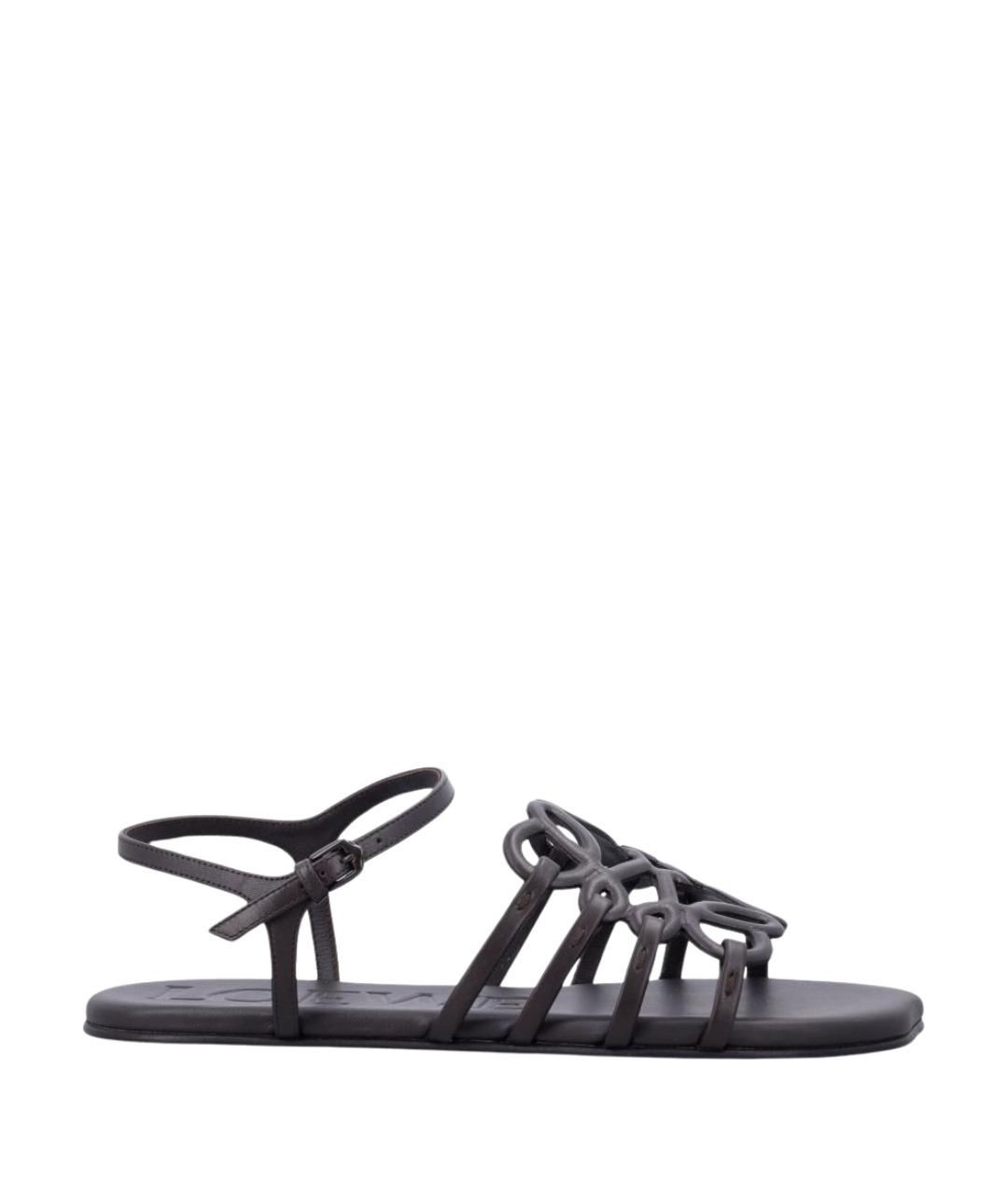 LOEWE Коричневые кожаные босоножки, фото 1