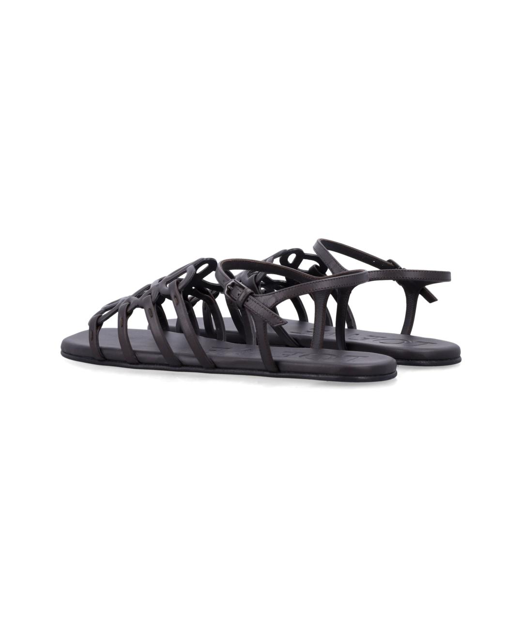 LOEWE Коричневые кожаные босоножки, фото 4