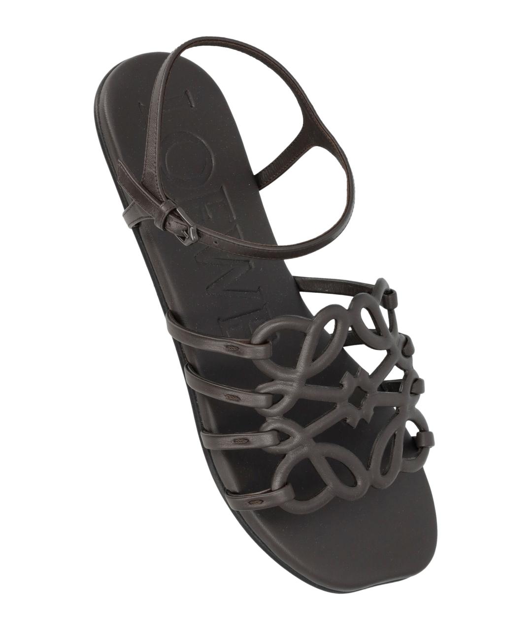 LOEWE Коричневые кожаные босоножки, фото 3