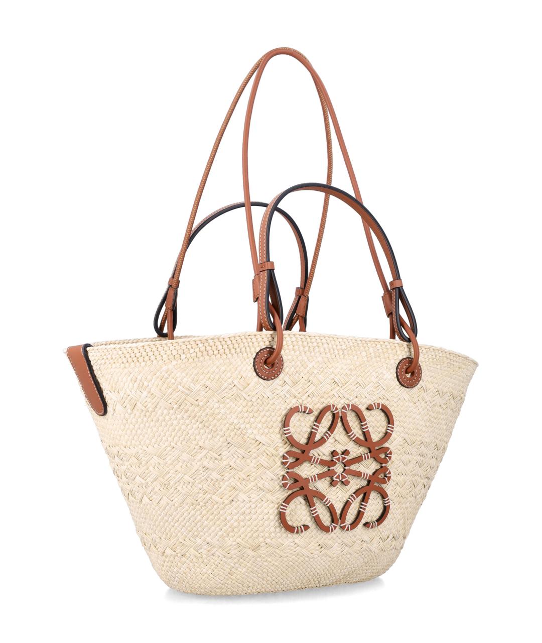 LOEWE Бежевая пелетеная сумка тоут, фото 2