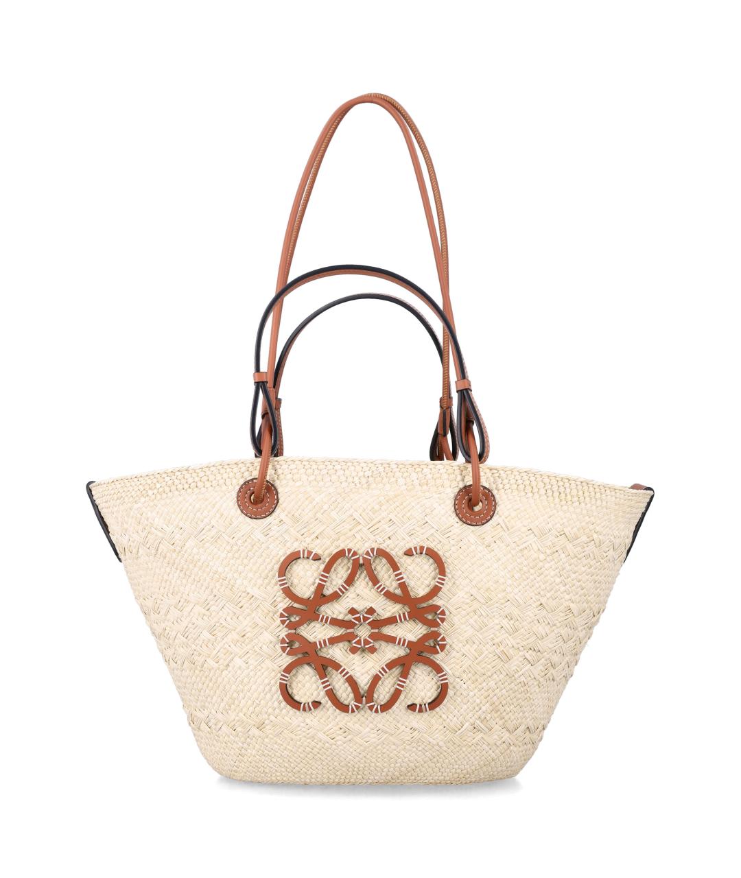 LOEWE Бежевая пелетеная сумка тоут, фото 1