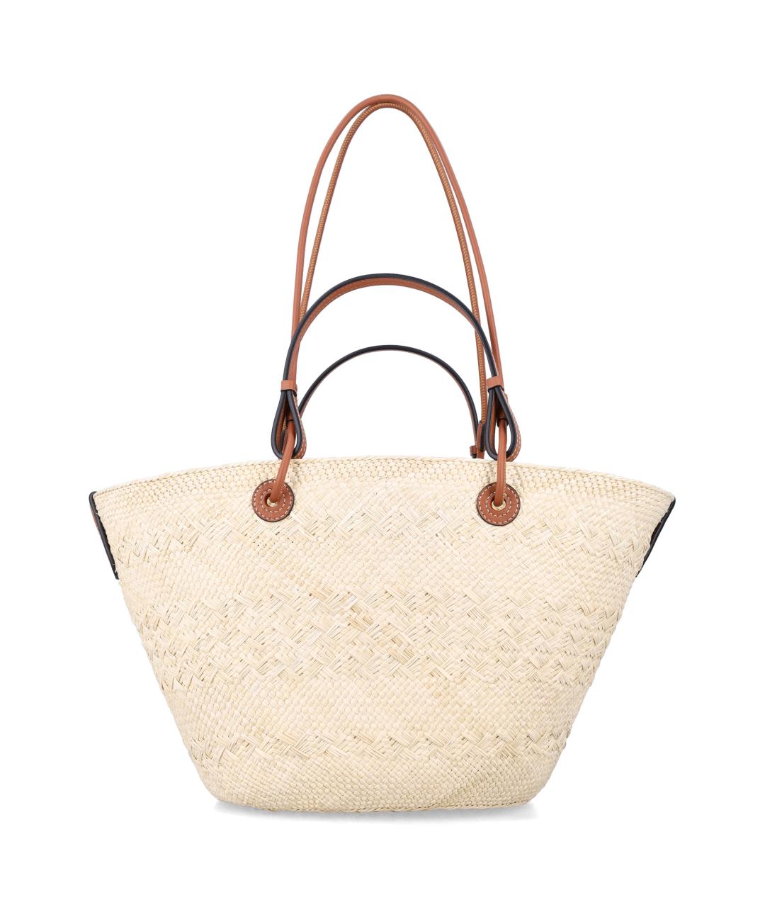 LOEWE Бежевая пелетеная сумка тоут, фото 3