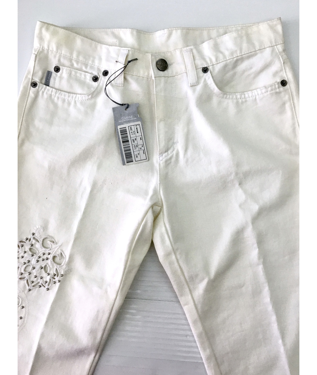 ICEBERG Белые хлопко-эластановые джинсы клеш, фото 5