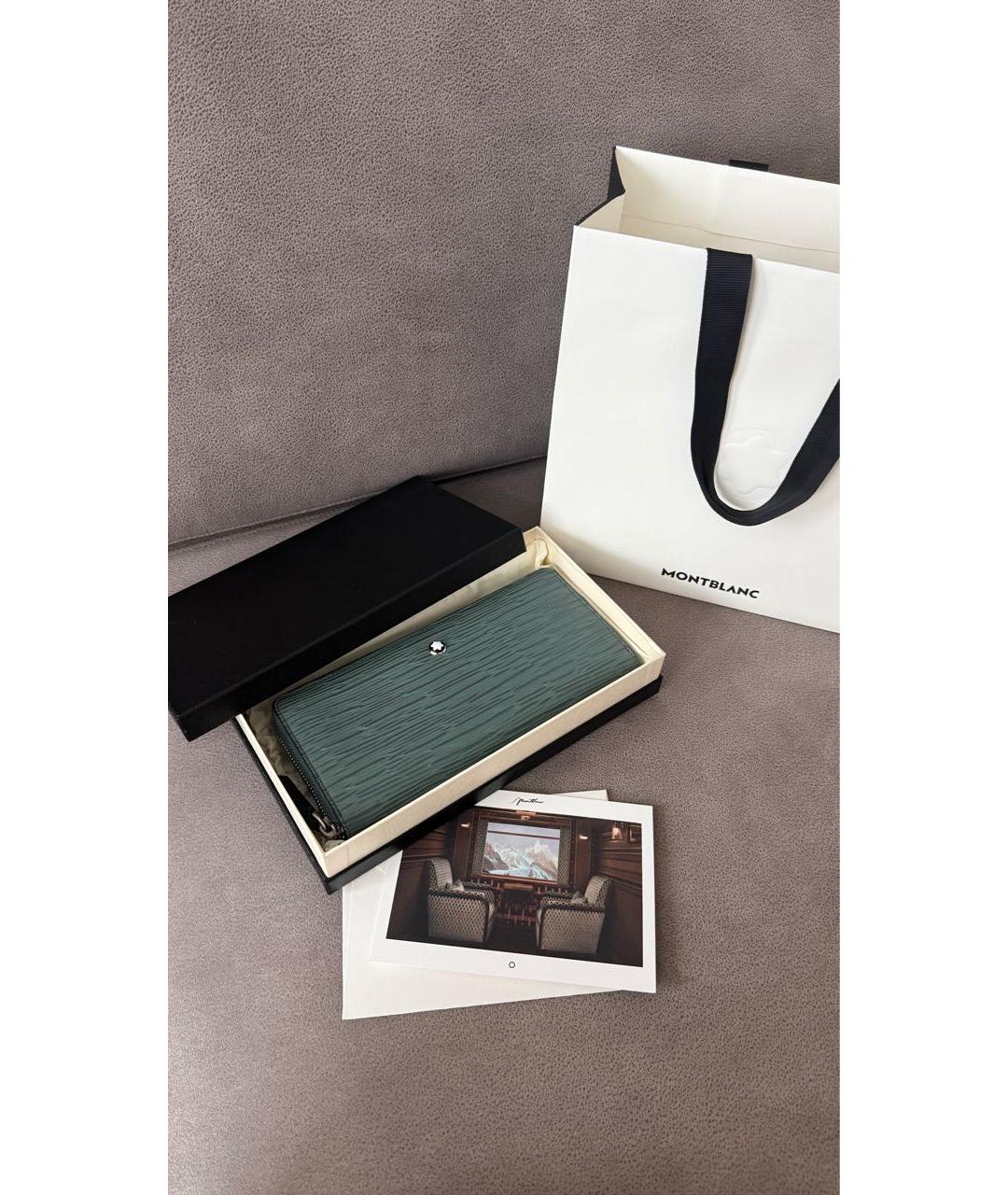 MONTBLANC Зеленый кожаный кошелек, фото 2