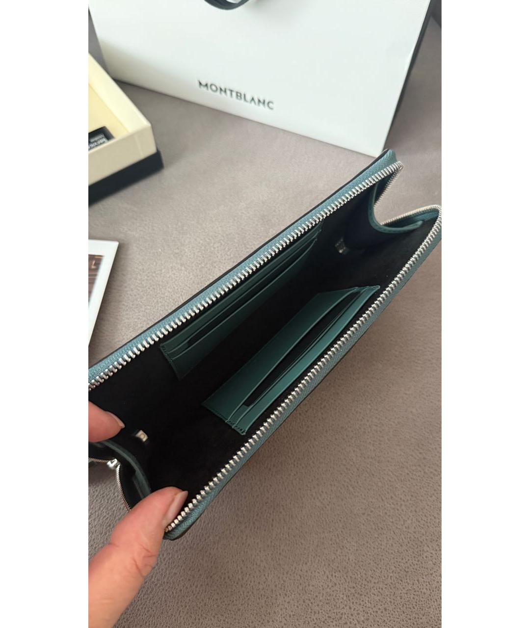 MONTBLANC Зеленый кожаный кошелек, фото 3
