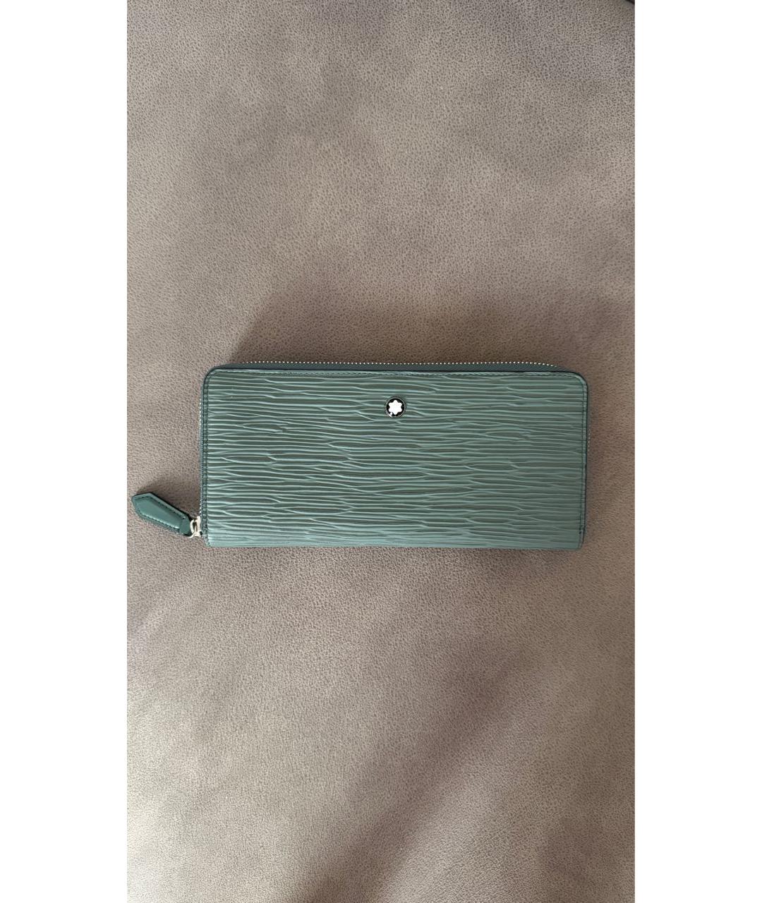MONTBLANC Зеленый кожаный кошелек, фото 6