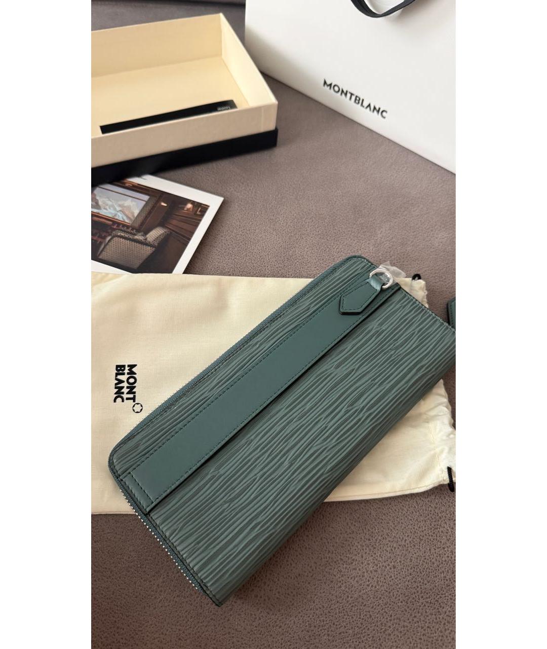 MONTBLANC Зеленый кожаный кошелек, фото 4