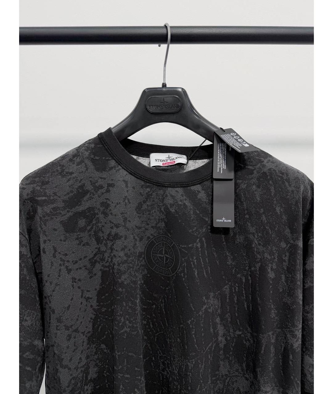 STONE ISLAND Антрацитовая хлопковая футболка, фото 3