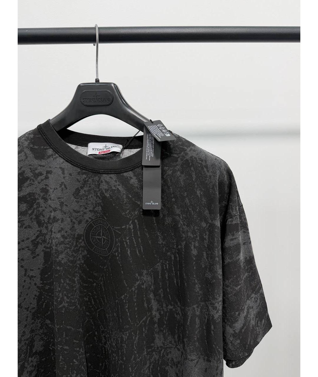 STONE ISLAND Антрацитовая хлопковая футболка, фото 2