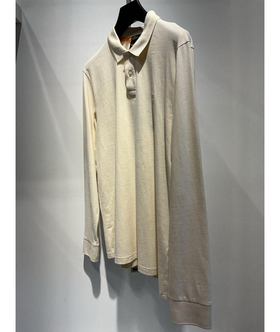 HUGO BOSS Бежевое хлопковое поло с длинным рукавом, фото 3