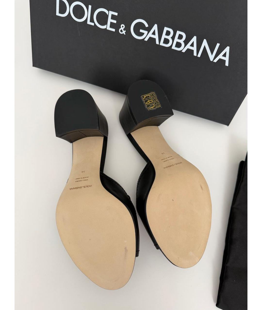 DOLCE&GABBANA Черные кожаные сабо, фото 4