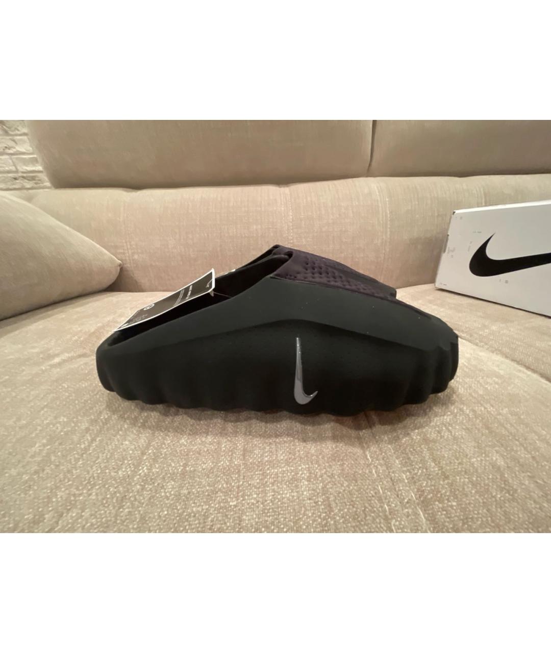 NIKE Черные резиновые шлепанцы, фото 5