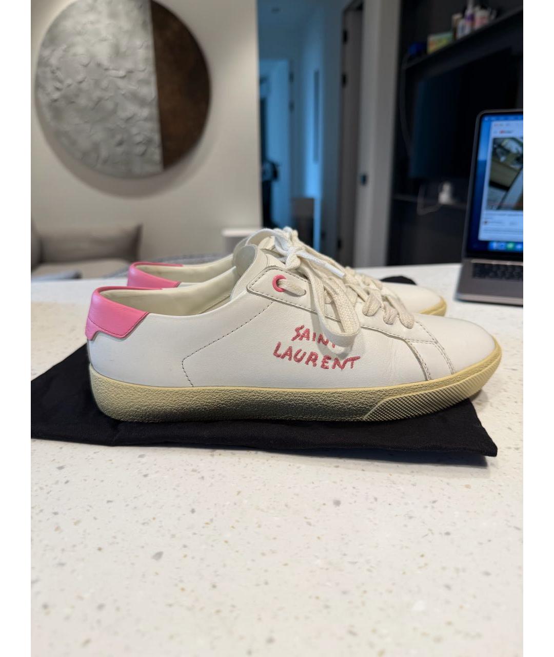 SAINT LAURENT Белые кожаные кеды, фото 8