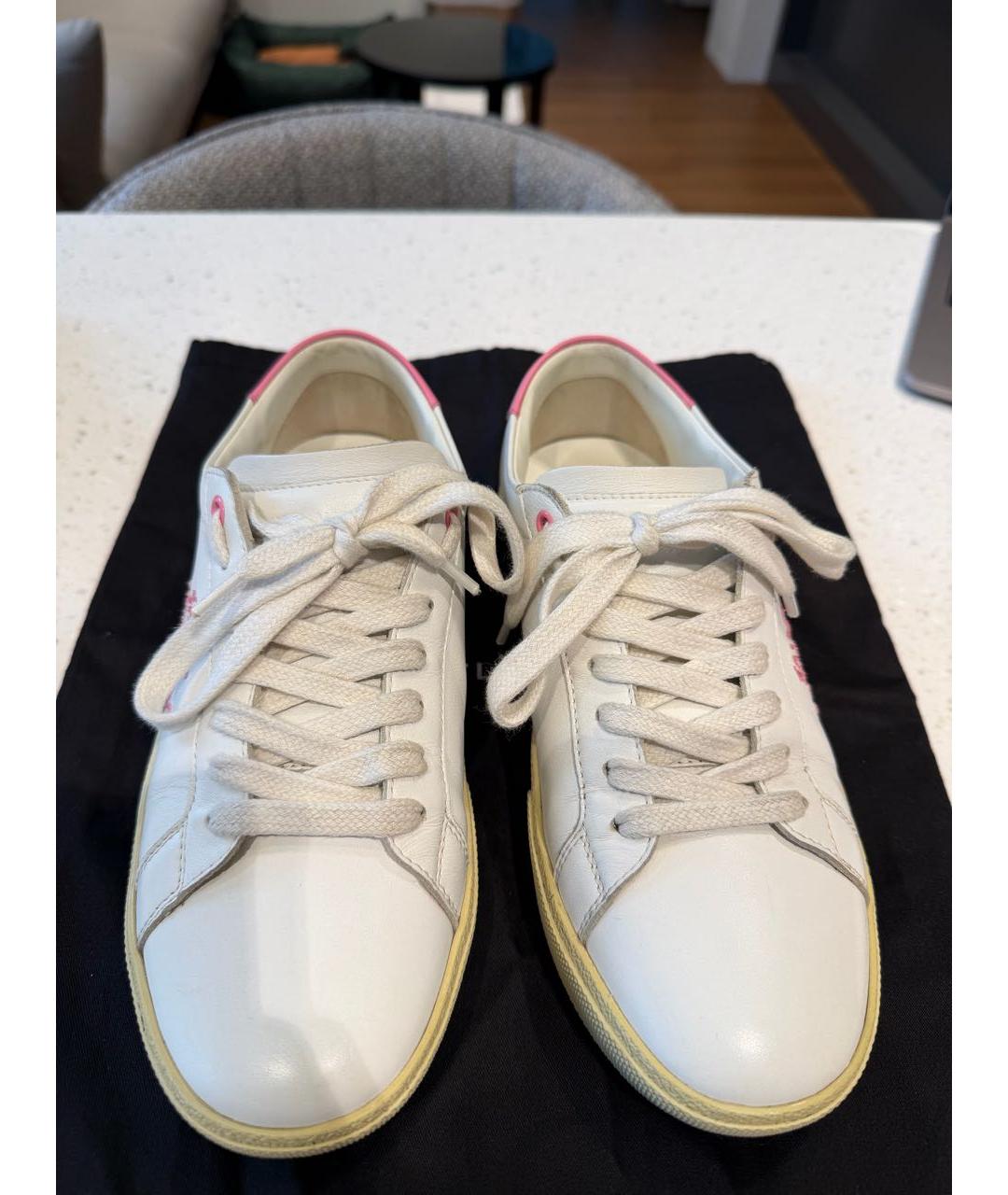 SAINT LAURENT Белые кожаные кеды, фото 2