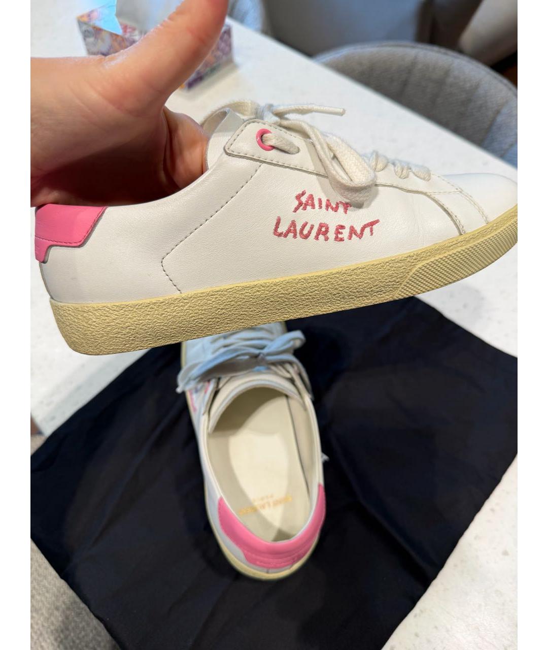 SAINT LAURENT Белые кожаные кеды, фото 5