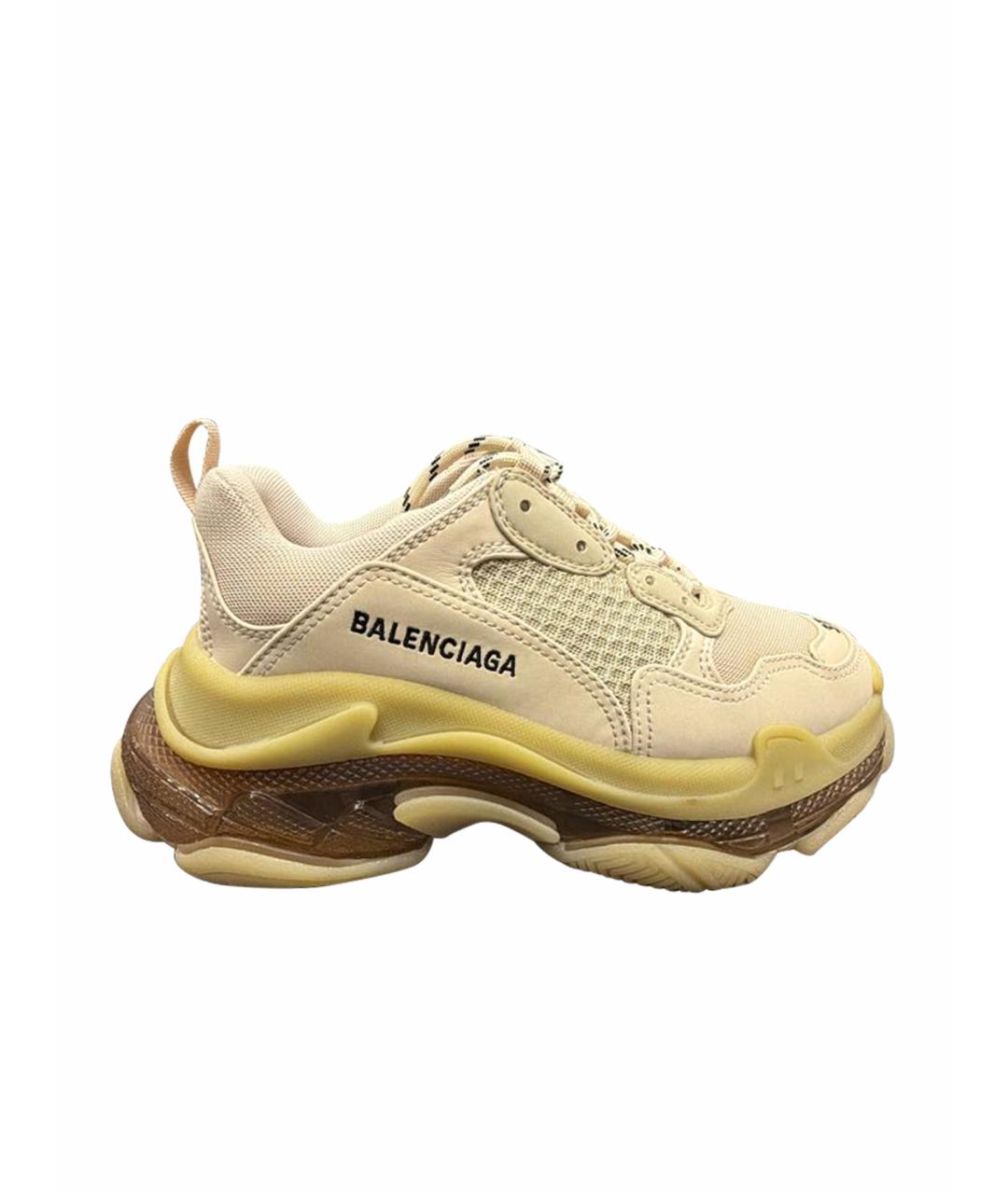 BALENCIAGA Бежевые кожаные кроссовки, фото 1