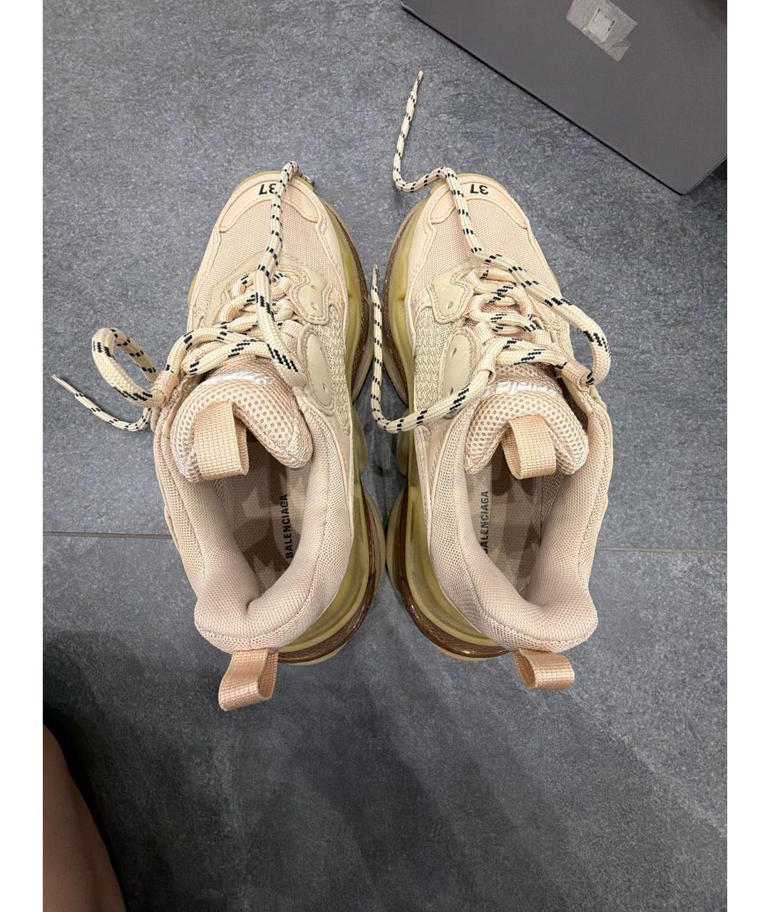 BALENCIAGA Бежевые кожаные кроссовки, фото 3