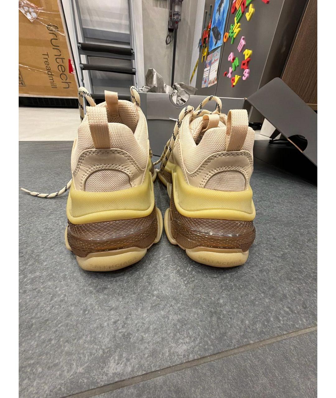 BALENCIAGA Бежевые кожаные кроссовки, фото 4
